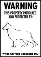 White GSD sign